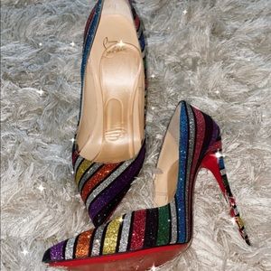 Christian Louboutin So Kate StripyGlitter Stiletto